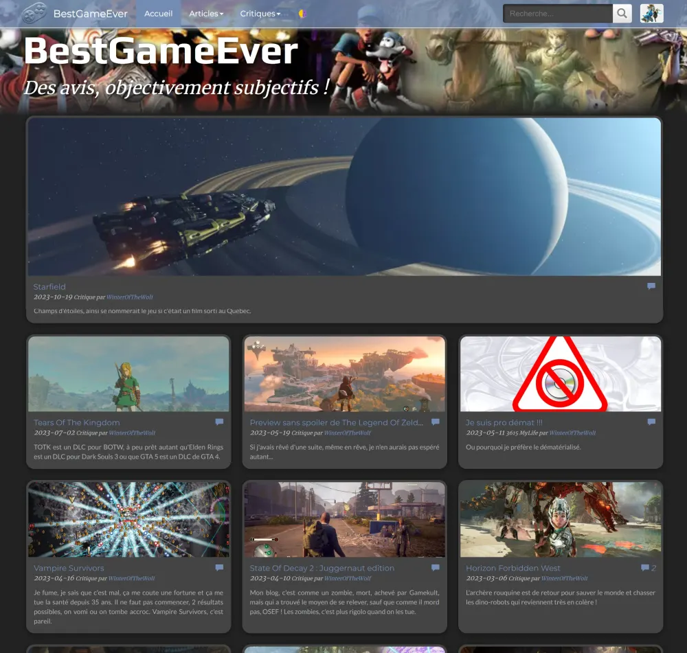 Mise &agrave; jour de BestGameEver